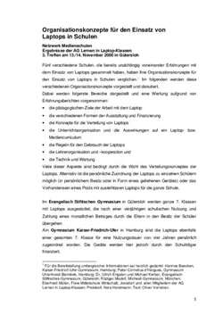 Organisationskonzepte für den Einsatz von Laptops in Schulen