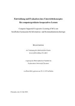 Entwicklung und Evaluation eines Unterrichtskonzeptes für computergestütztes kooperatives Lernen