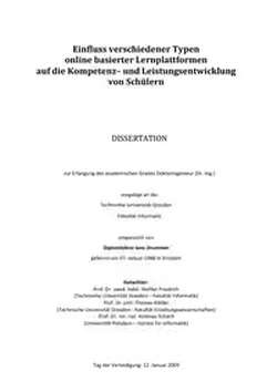 Einfluss verschiedener Typen online basierter Lernplattformen auf die Kompetenz- und Leistungsentwicklung von Schülern
