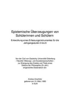 Epistemische Überzeugungen von Schülerinnen und Schülern