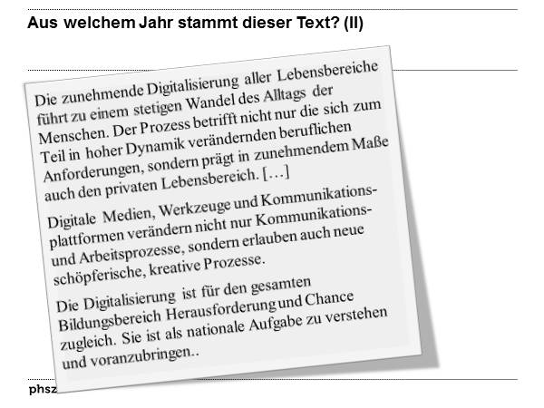  Aus welchem Jahr stammt dieser Text? (II)