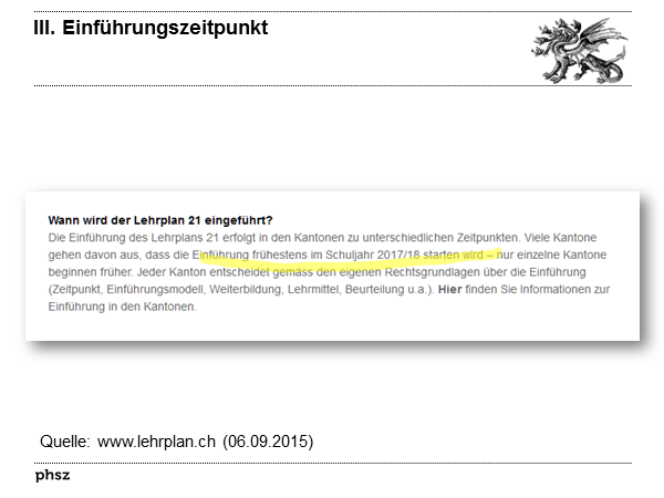 III. Einführungszeitpunkt