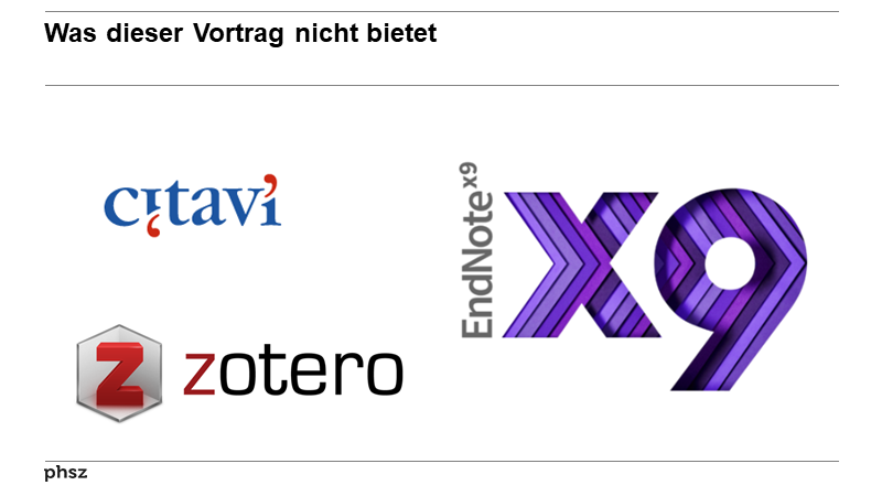 Was dieser Vortrag nicht bietet