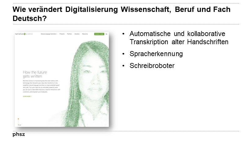 Wie verändert Digitalisierung Wissenschaft, Beruf und Fach Deutsch?