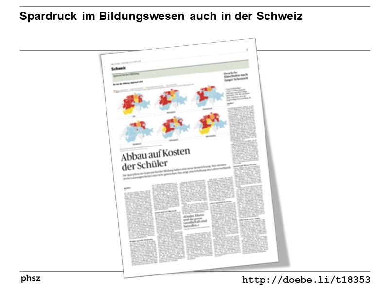 Spardruck im Bildungswesen auch in der Schweiz