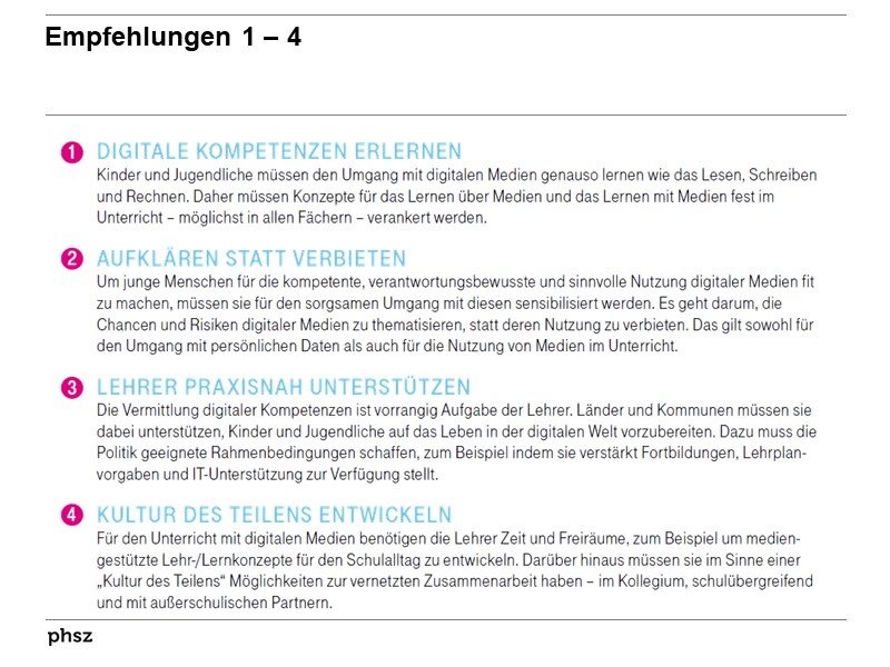 Empfehlungen 1 – 4 