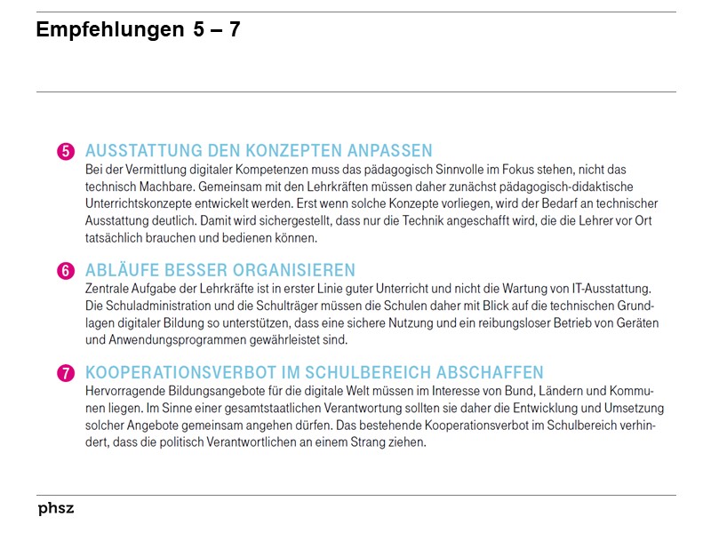 Empfehlungen 5 – 7 