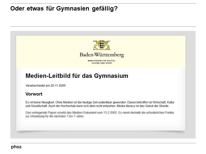 Oder etwas für Gymnasien gefällig?