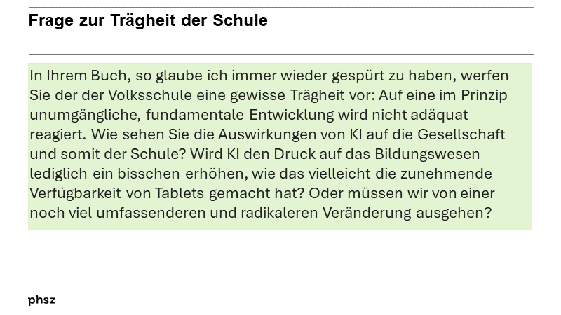 Frage zur Trägheit der Schule