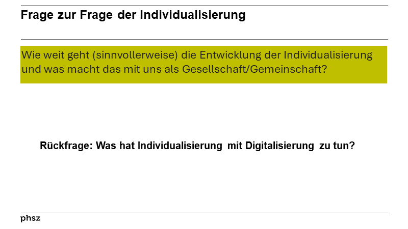 Frage zur Frage der Individualisierung