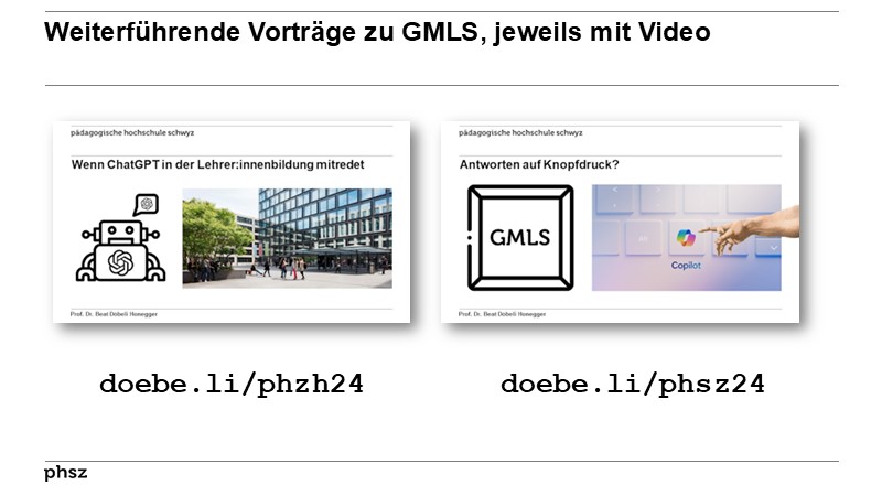 Weiterführende Vorträge zu GMLS, jeweils mit Video