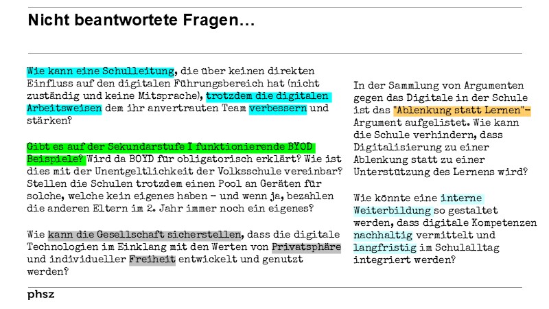 Nicht beantwortete Fragen…