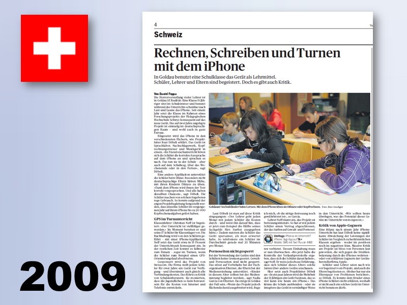 2009 Erstes längeres schulisches Smartphone-Projekt in Europa