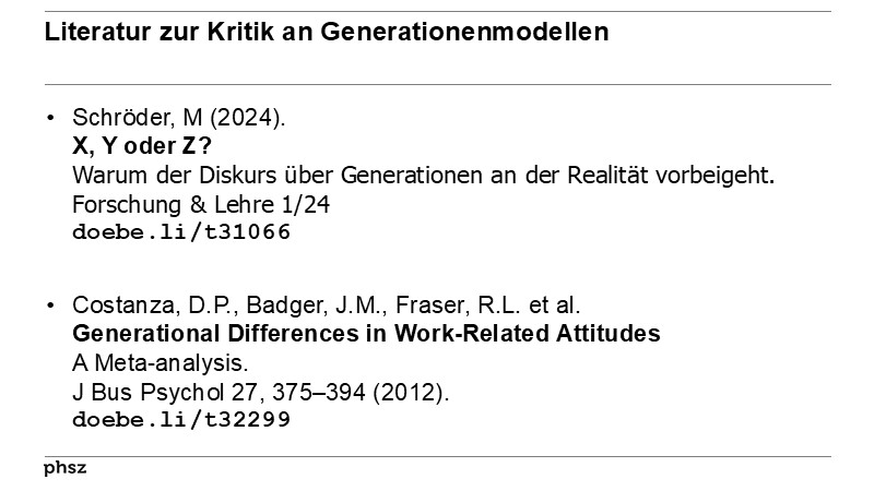 Literatur zur Kritik an Generationenmodellen