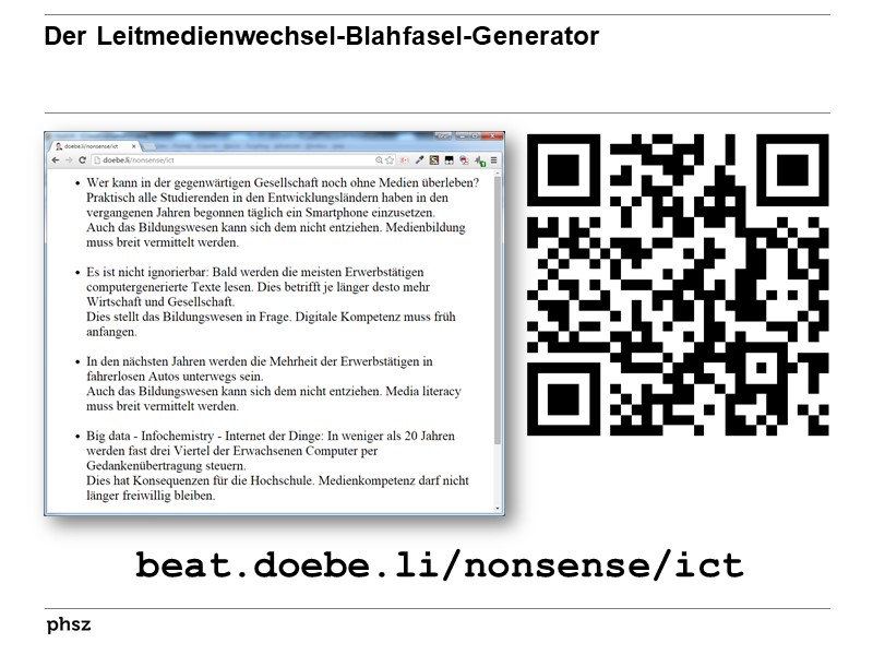 Der Leitmedeinwechsel-Blahfasel-Generator