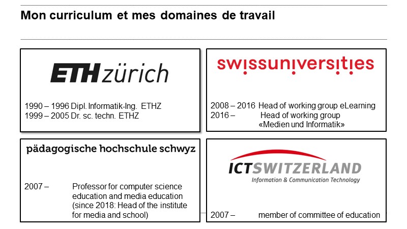 Mon curriculum et mes domaines de travail
