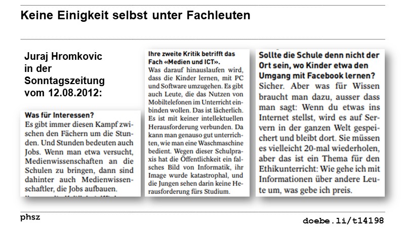 Keine Einigkeit selbst unter Fachleuten (II)