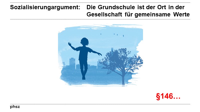 Sozialisierungargument: 	Die Grundschule ist der Ort in derGesellschaft für gemeinsame Werte
