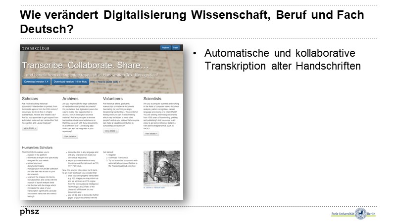 Wie verändert Digitalisierung Wissenschaft, Beruf und Fach Deutsch?