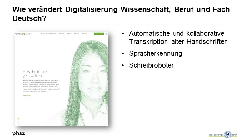 Wie verändert Digitalisierung Wissenschaft, Beruf und Fach Deutsch?