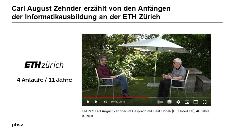 Carl August Zehnder erzählt von den Anfängen der Informatikausbildung an der ETH Zürich
