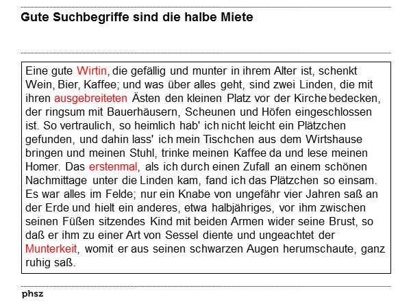 Gute Suchbegriffe sind die halbe Miete