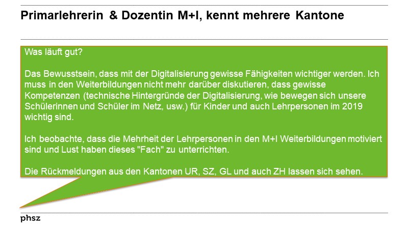 Primarlehrerin & Dozentin M+I, kennt mehrere Kantone