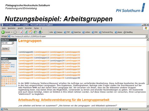 Gruppeneinteilung NMM