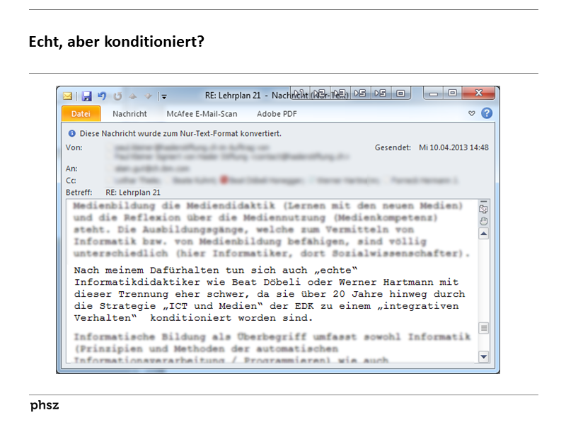  Echt, aber konditioniert?