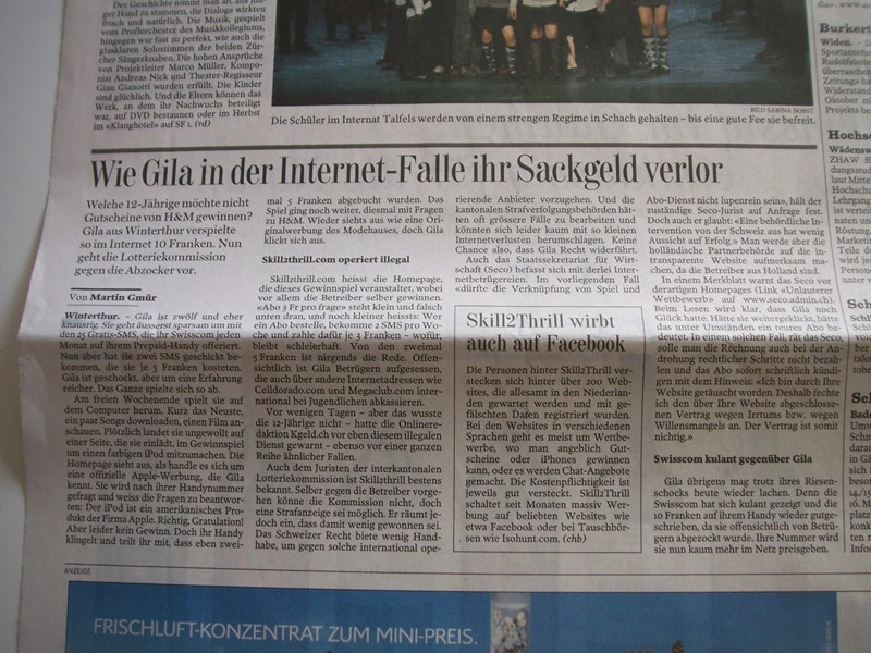 Gestern in der Zeitung