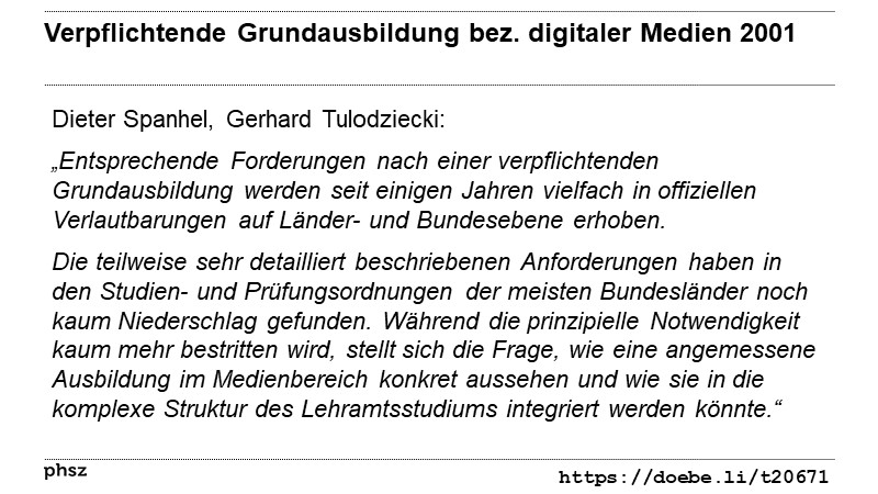 Verpflichtende Grundausbildung bez. Digitaler Medien 2001