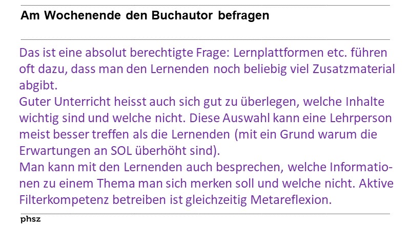 Am Wochenende den Buchautor befragen