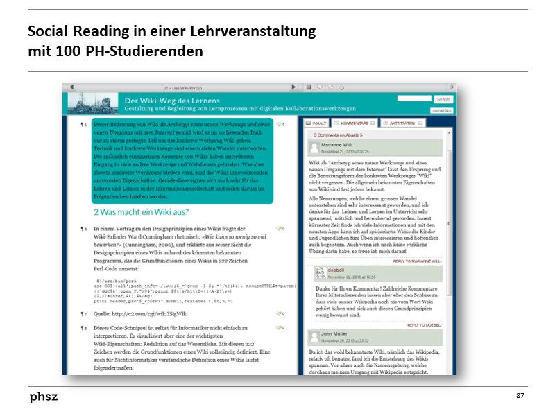 Social reading in einer Lehrveranstaltung mit 100 PH-Studierenden