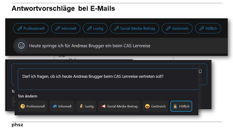 Antwortvorschläge bei E-Mails