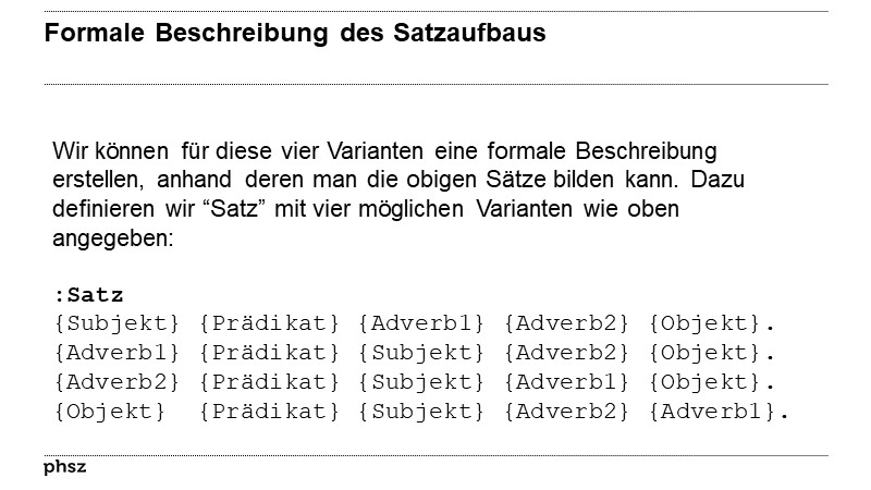 Formale Beschreibung des Satzaufbaus