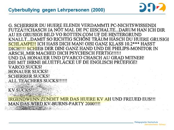 Cyberbullying gegen Lehrpersonen (2000)