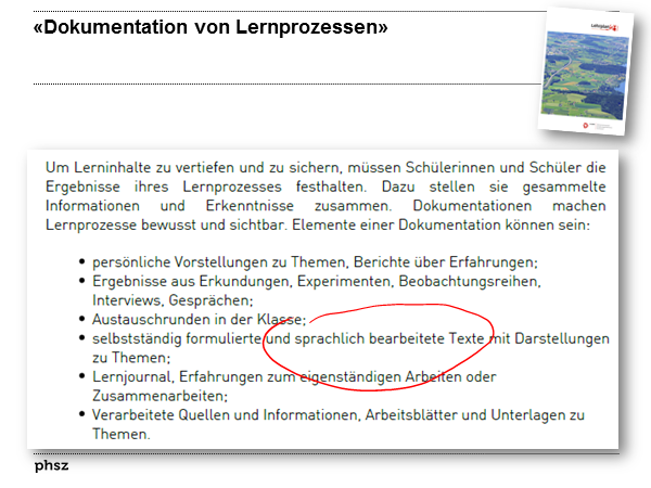 NMG-Lehrplan: Dokumentation von Lernprozessen