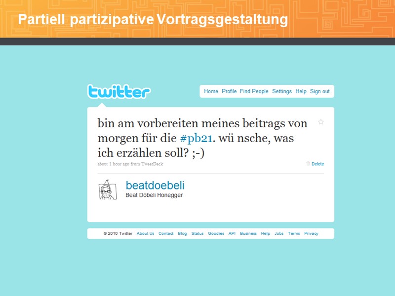 Partiell partizipative Vortragsgestaltung I