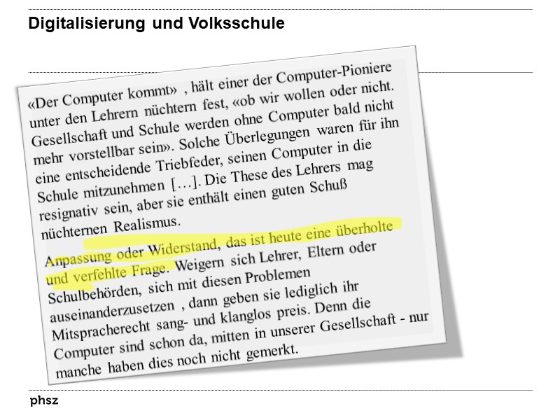 Digitalisierung und Volksschule