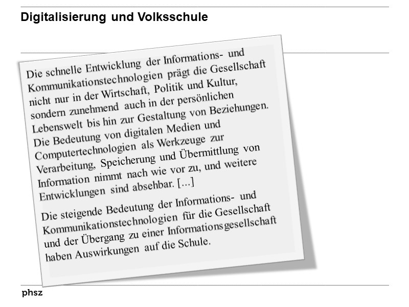 Digitalisierung und Volksschule