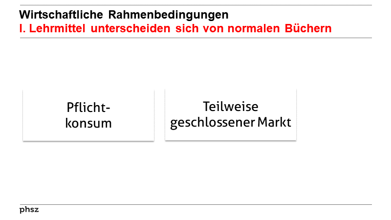 Wirtschaftliche RahmenbedingungenI. Lehrmittel unterscheiden sich von normalen Büchern