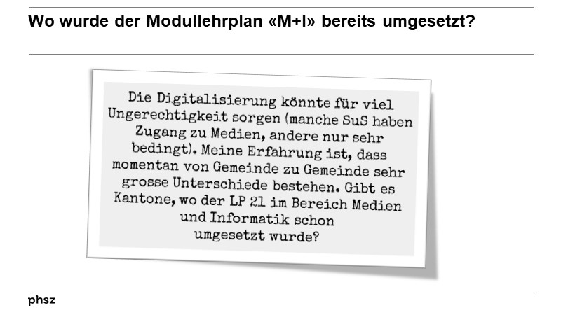 Wo wurde der Modullehrplan «M+I» bereits umgesetzt?