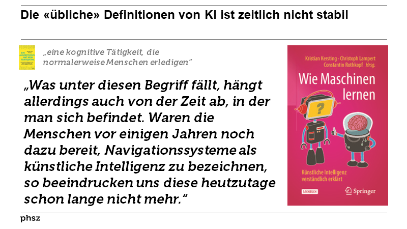 Die «übliche» Definitionen von KI ist zeitlich nicht stabil
