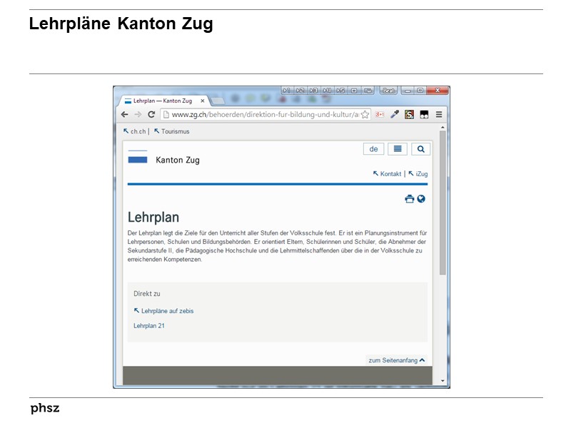 Lehrpläne Kanton Zug II