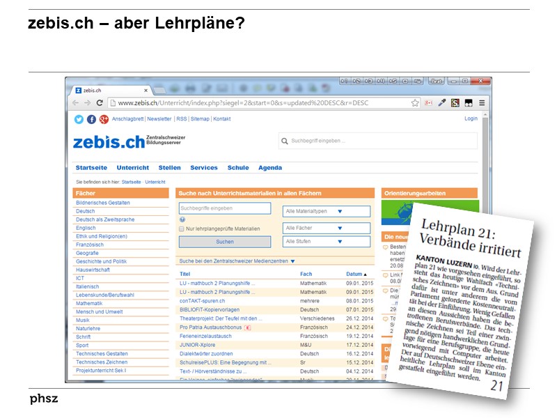 zebis.ch - aber Lehrpläne?