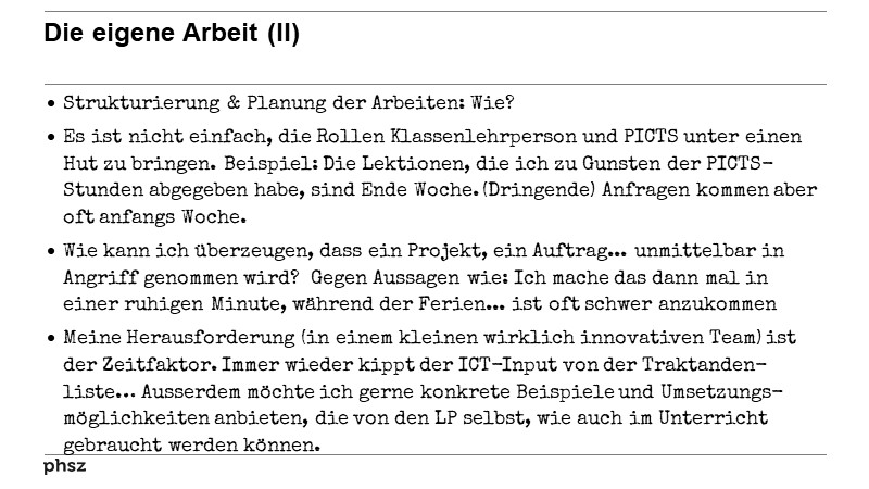 Die eigene Arbeit (II)