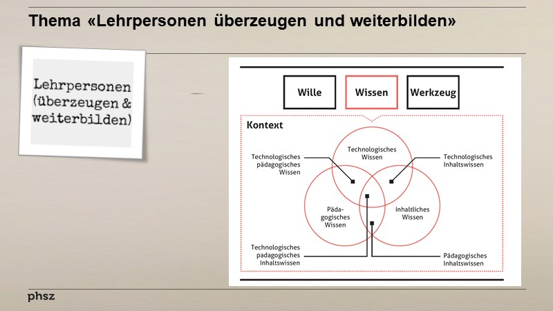 Thema «Lehrpersonen überzeugen und weiterbilden»