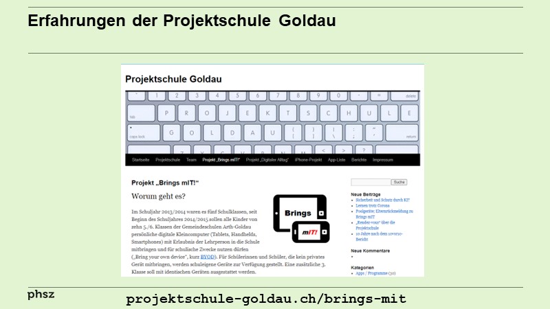Erfahrungen der Projektschule Goldau