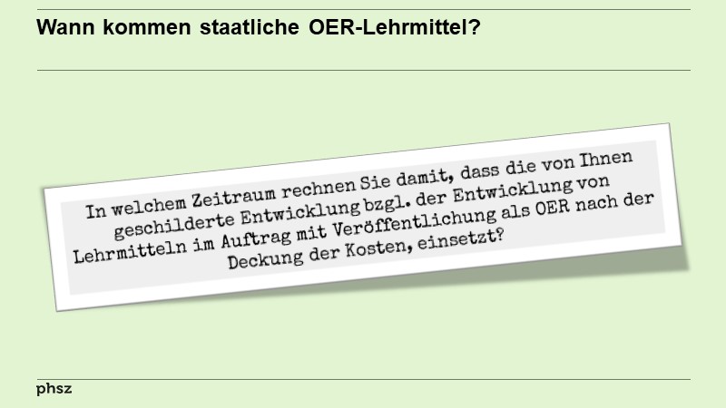Wann kommen staatliche OER-Lehrmittel?