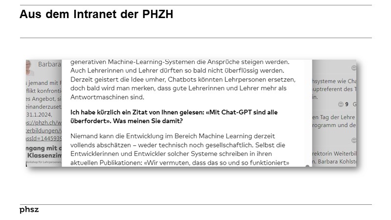 Aus dem Intranet der PHZH